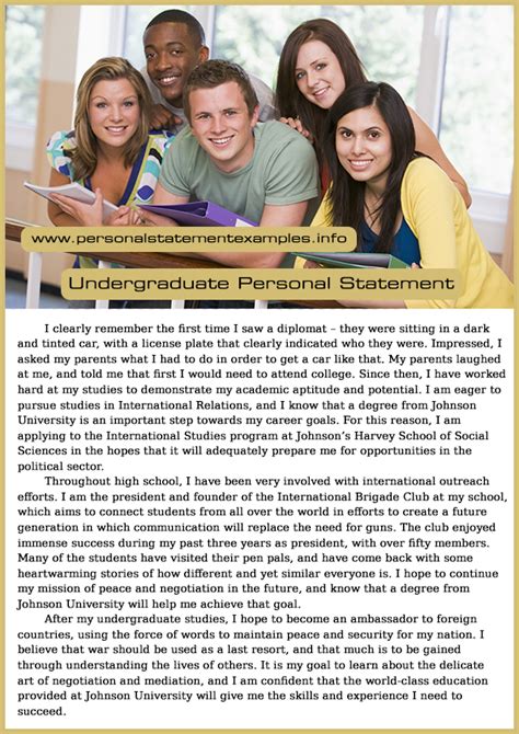 Personal Statement Examples For Undergraduate School
