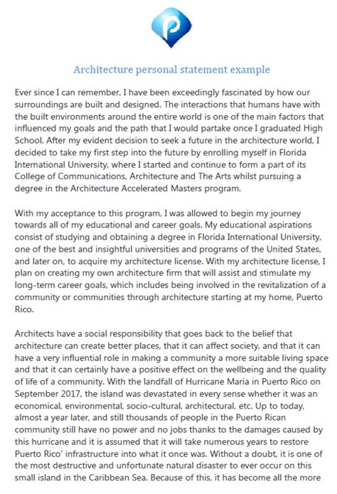 personal statement examples for university architecture