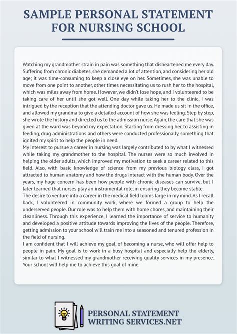 personal statement letter for nursing school