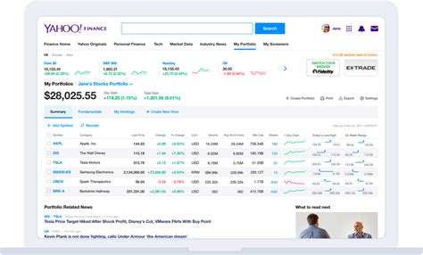 personal stock portfolio yahoo finance