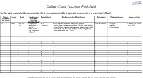 personal trainer client tracker