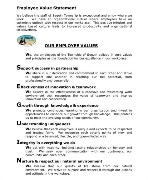 personal value statement examples