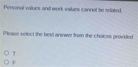 personal values and work values cannot be related