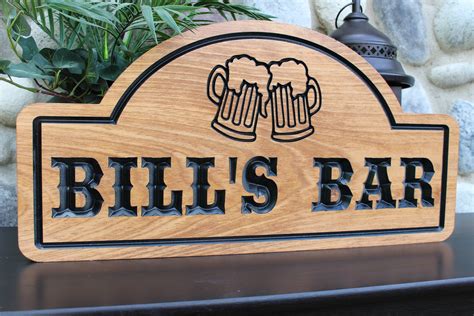 personalised bar signs wood