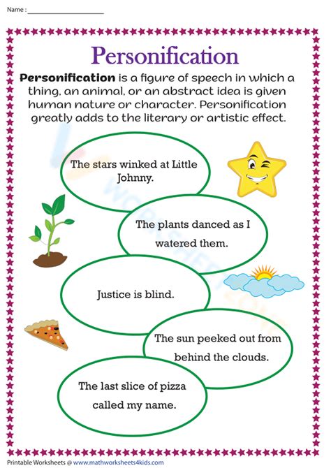 Personification Worksheets Printable