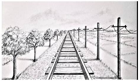 One point perspective railroad tracks. http//www.amazon
