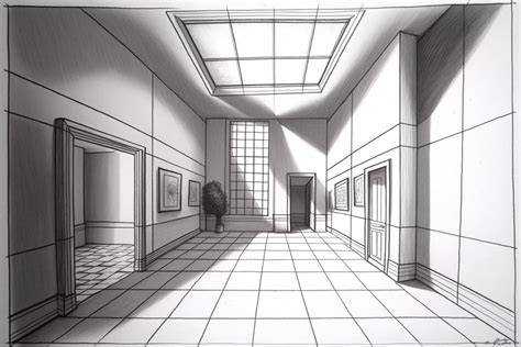 one point perspective hallway drawing One point perspective