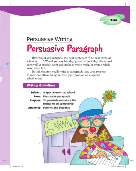 persuasive paragraph examples for elementary