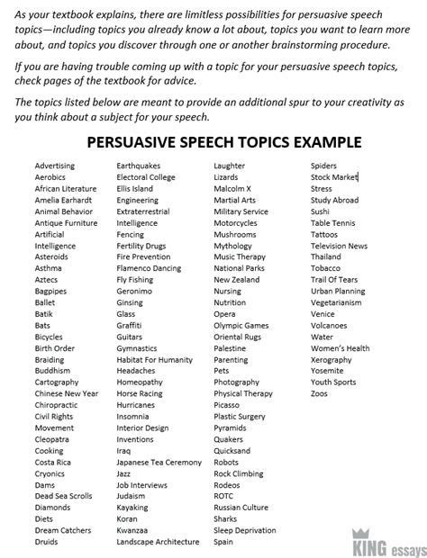 persuasive speech topics for secondary students