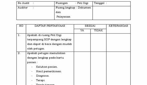 Daftar Pertanyaan Audit Internal