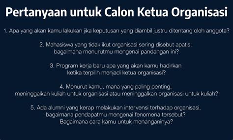 pertanyaan untuk calon ketua