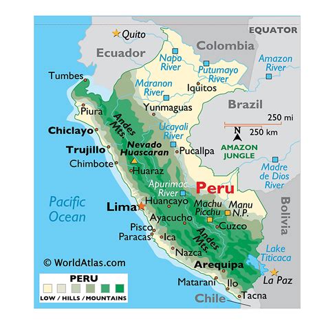 peru on world map with physical features