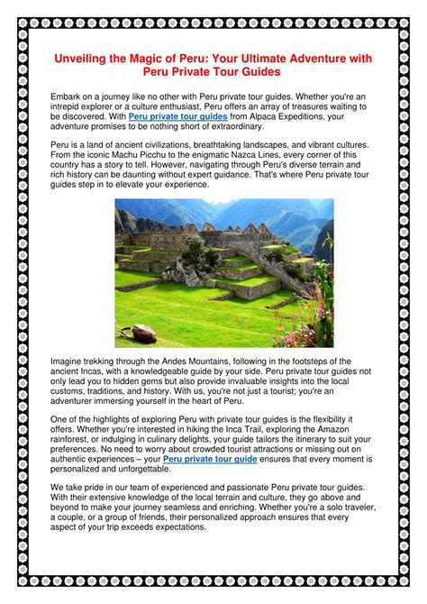 peru private tour guides