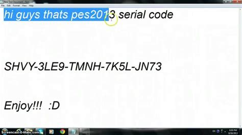 pes 2013 registration codes