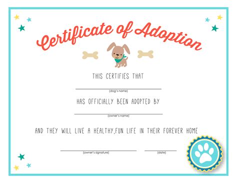 Puppy Adoption Certificate Free Printable Printable Word Searches