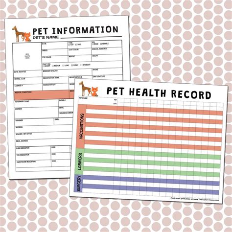 Pet Information Sheet Free Printable