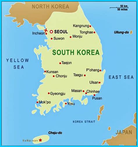 Peta Lokasi Penting di Korea Selatan