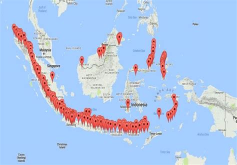 peta gunung berapi aktif di indonesia