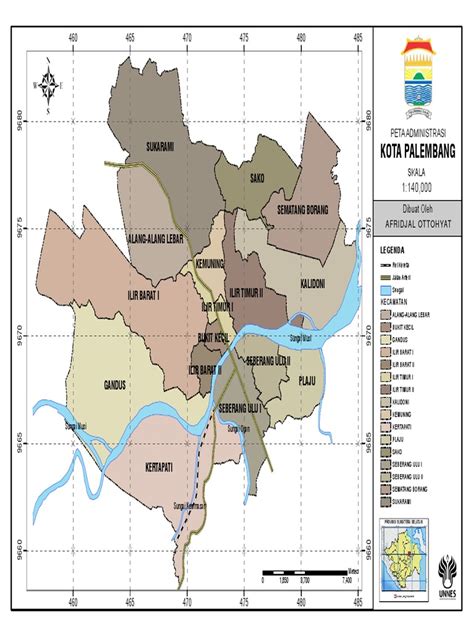 peta kecamatan kota palembang