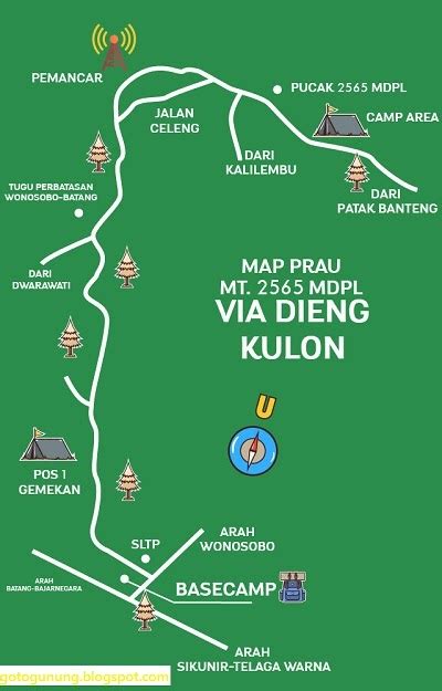 peta pendakian gunung prau via dieng