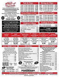 Pete's Fish and Chips menu