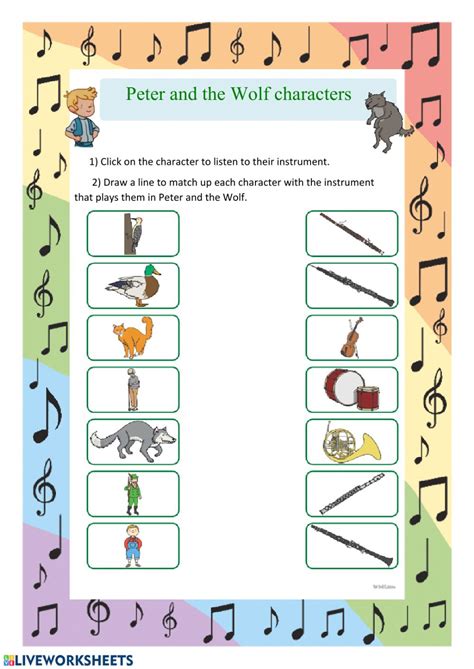 peter and the wolf music worksheet