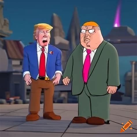 peter griffin meets donald trump in fortnite