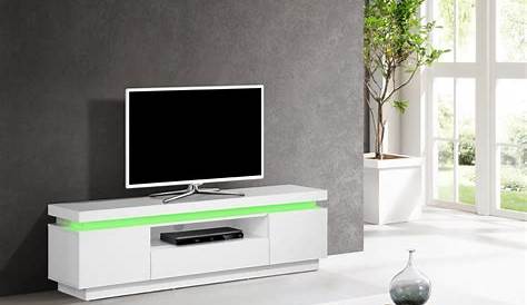 Petit Meuble Tv Design Blanc Laque Avec Led De Tele