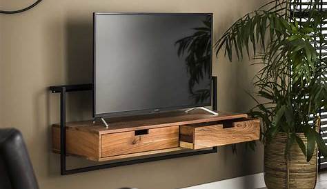 Meuble Tv Design Suspendu Vito 140cm Bois Et Blanc Achat Vente
