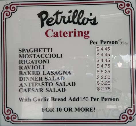 petrillo's take out menu