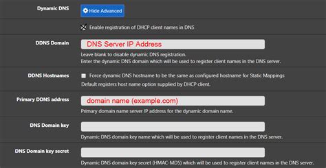 pfsense dhcp update windows dns