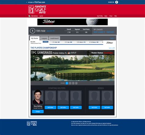 pga fantasy golf website