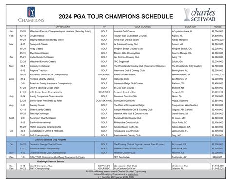 pga tour schedule for 2024 calendar printable