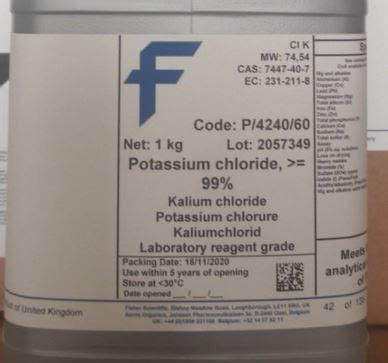 Potassium Chloride 99100.5 ACS,FG,FCC APC Pure
