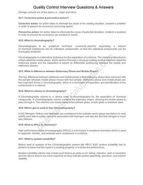 pharma quality control interview questions and answers pdf
