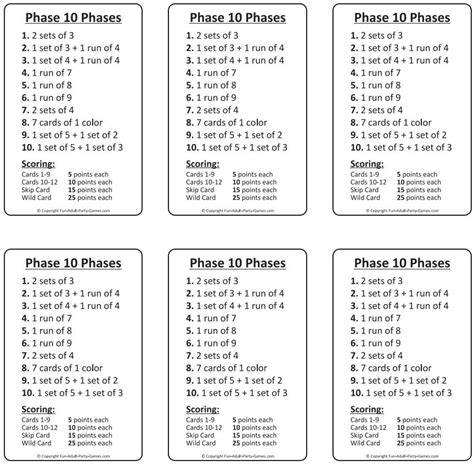Phase 10 rules instructions