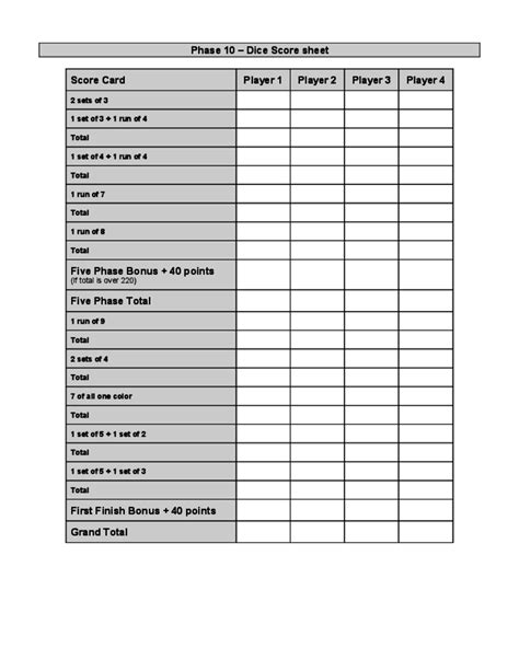 13 Sample Bunco Score Sheets Templates to Download Sample Templates