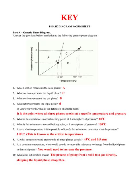 phase diagram worksheet answers key