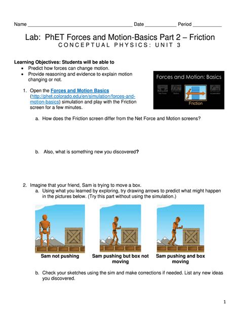 phet force and motion worksheet answers