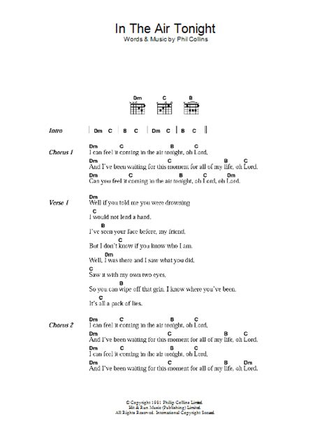 phil collins in the air tonight guitar chords