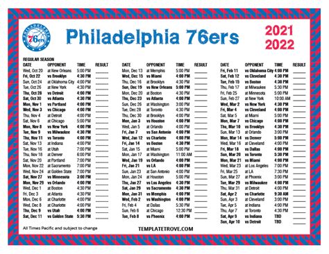 philadelphia 76ers 2021 2022 schedule
