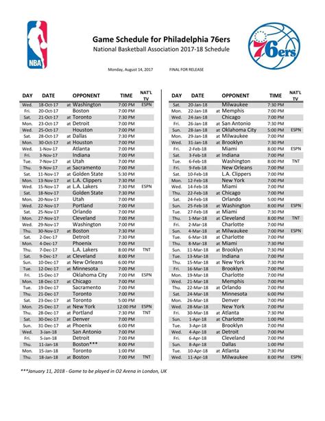 philadelphia 76ers basketball schedule 2021