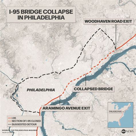 philadelphia bridge collapse map