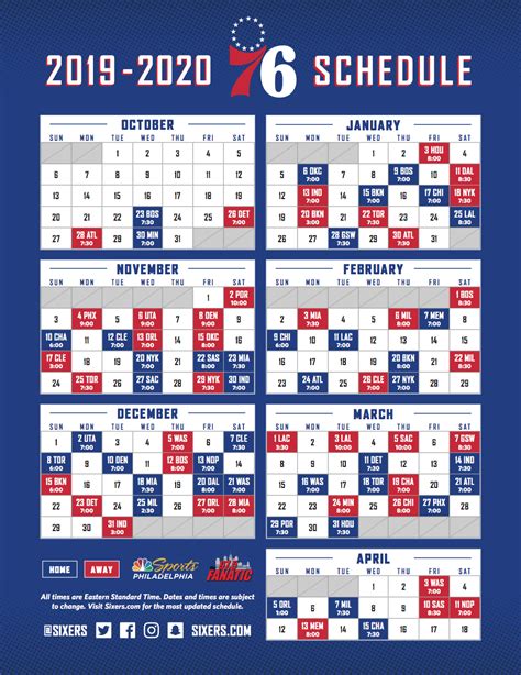 philadelphia seventy sixers schedule