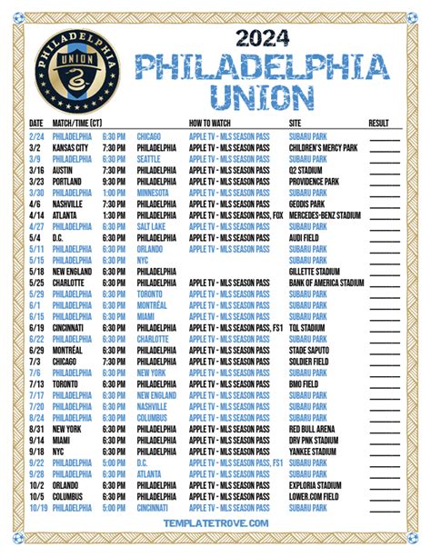 philadelphia union soccer schedule 2024