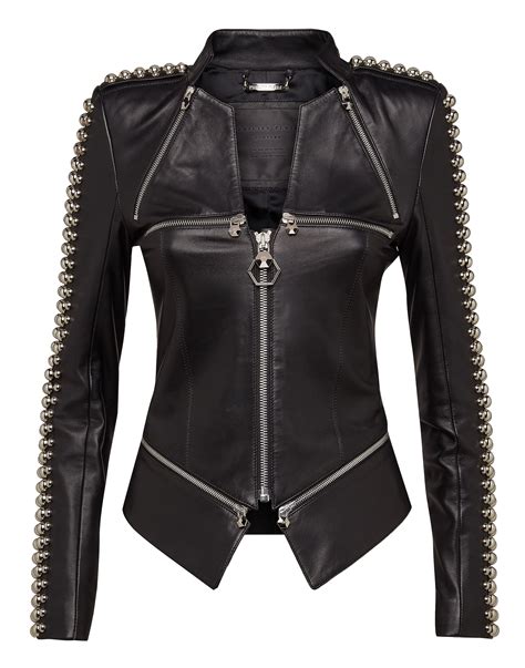 philipp plein leather jacket women