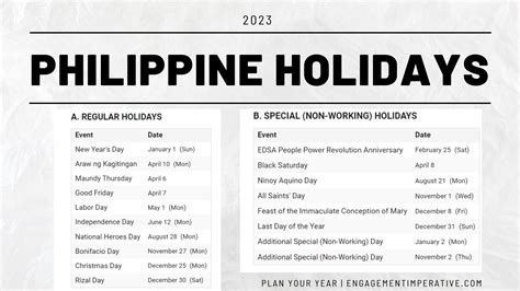 philippine holidays 2023 official gazette