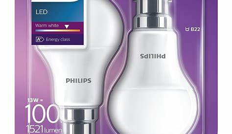 Philips Led B22 Bayonet Cap Light Bulb Frosted 13 W 100 W Warm White Pack Of 2 LED , , 11 (75