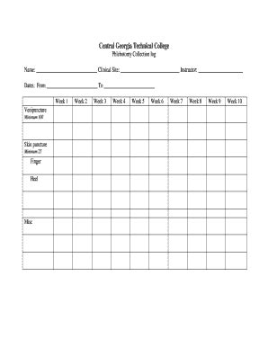 Phlebotomy Log Printable Venipuncture Log Sheet