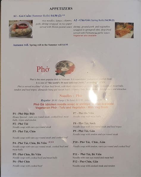 pho lucky novi menu